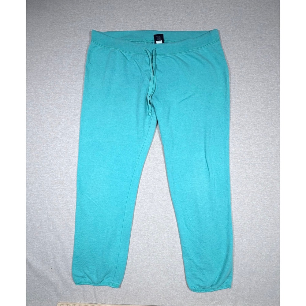 Victoria's Secret PINK Sweatpants Teal Blue Lace Logo On Butt Jogger Women Large